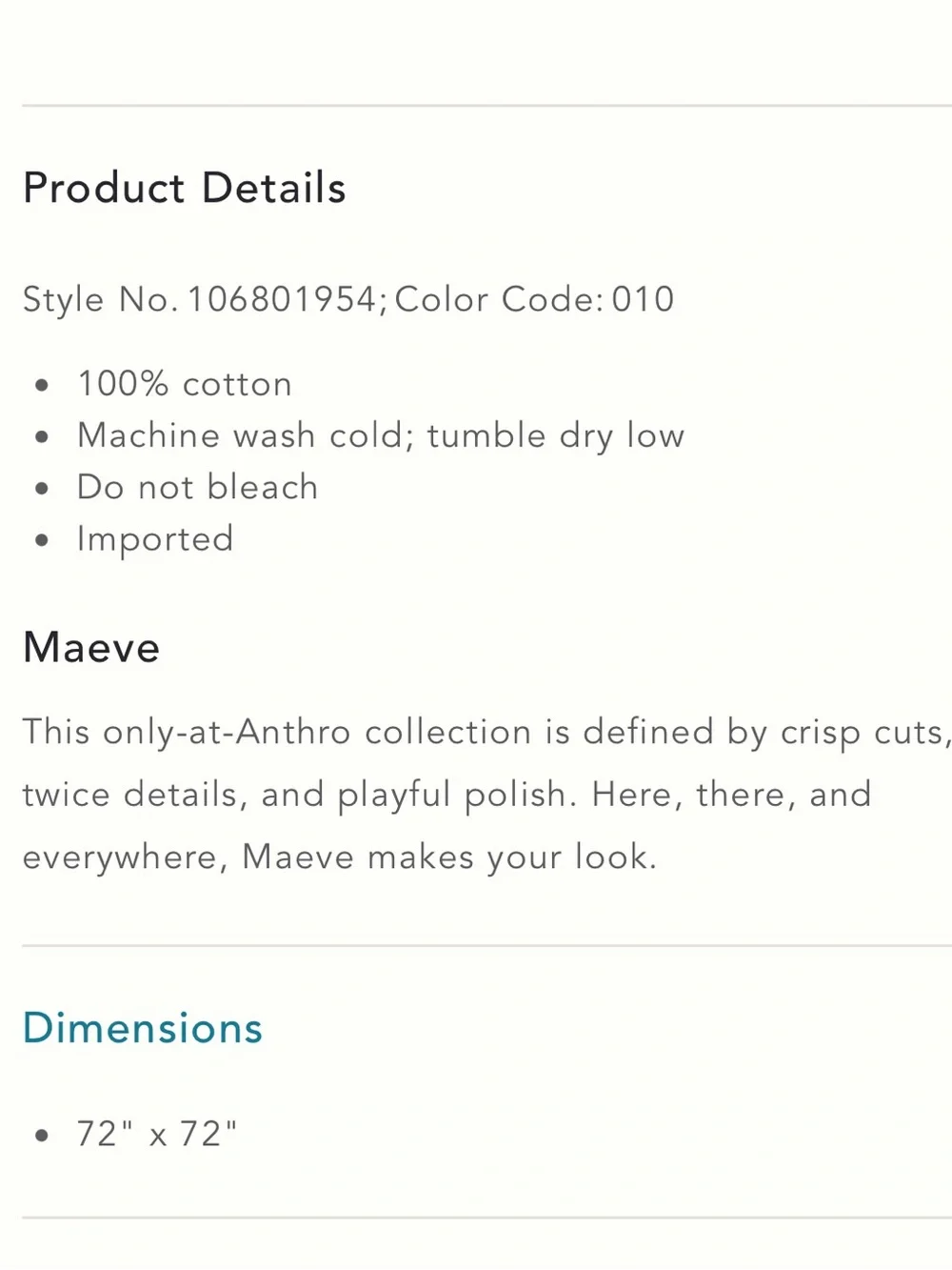 Maeve Cream Shower Curtain with Blue Scalloped Trim NWT Anthropologie